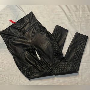 Spanx Women’s Faux Leather Black Moto Leggings Size Small